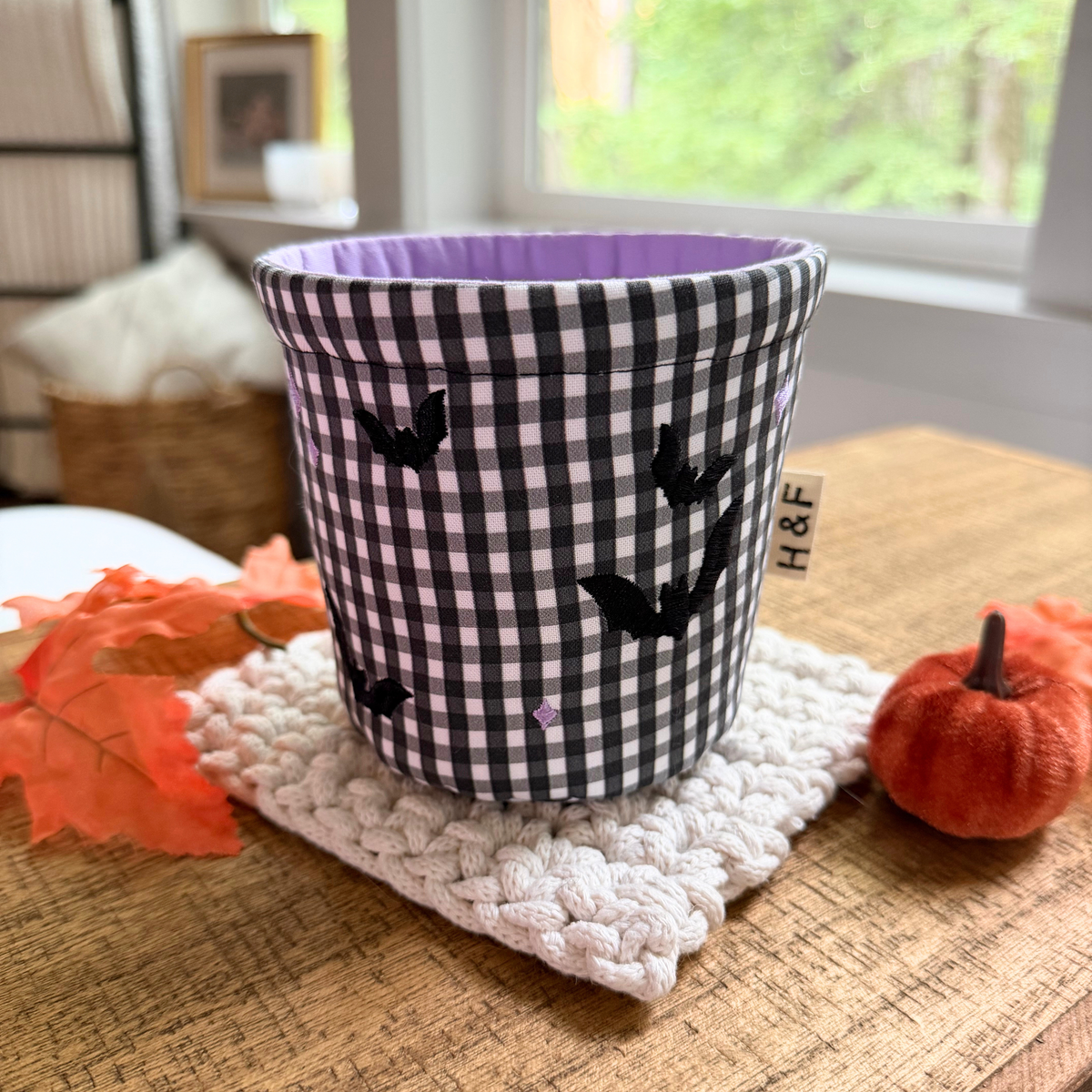 Gingham Bats — Insulated Weck Jar Coffee Cozy