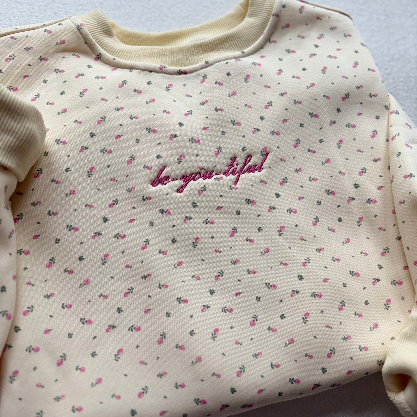 Be-you-tiful — Embroidered Floral Crewneck
