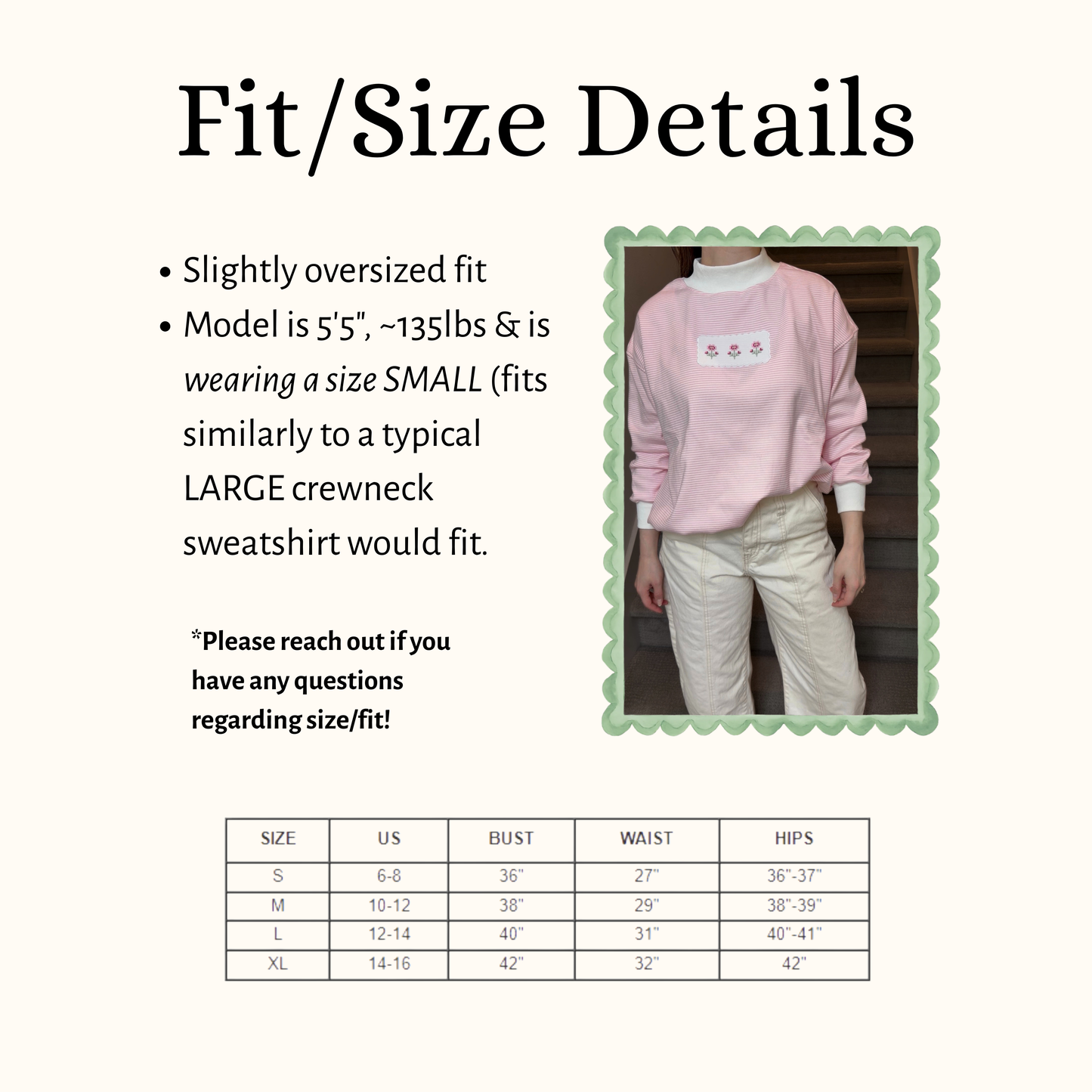 Cross-Stitch Pansies — Applique Embroidered Striped Mock Neck