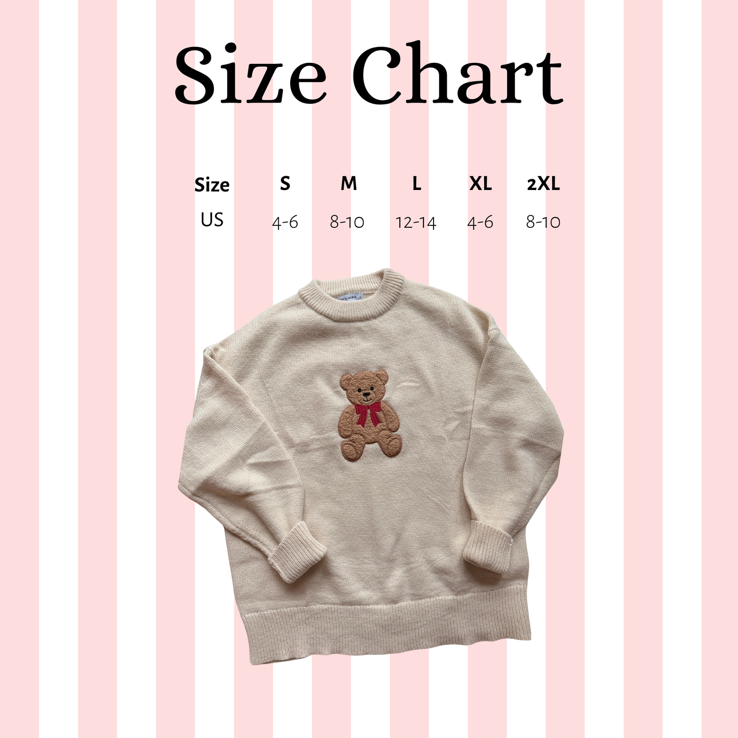 Fuzzy Teddy Bear — Applique Embroidered Knit Sweater