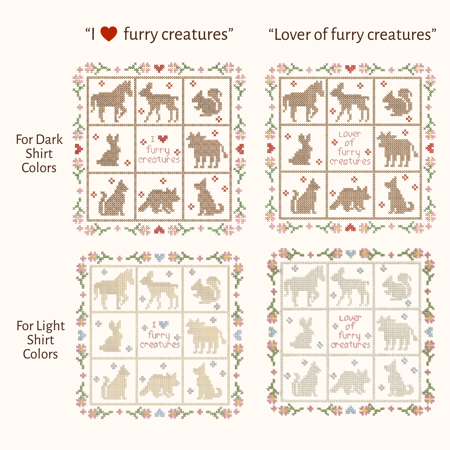 I ♥ Furry Creatures — Embroidered Comfort Colors Sweatshirt