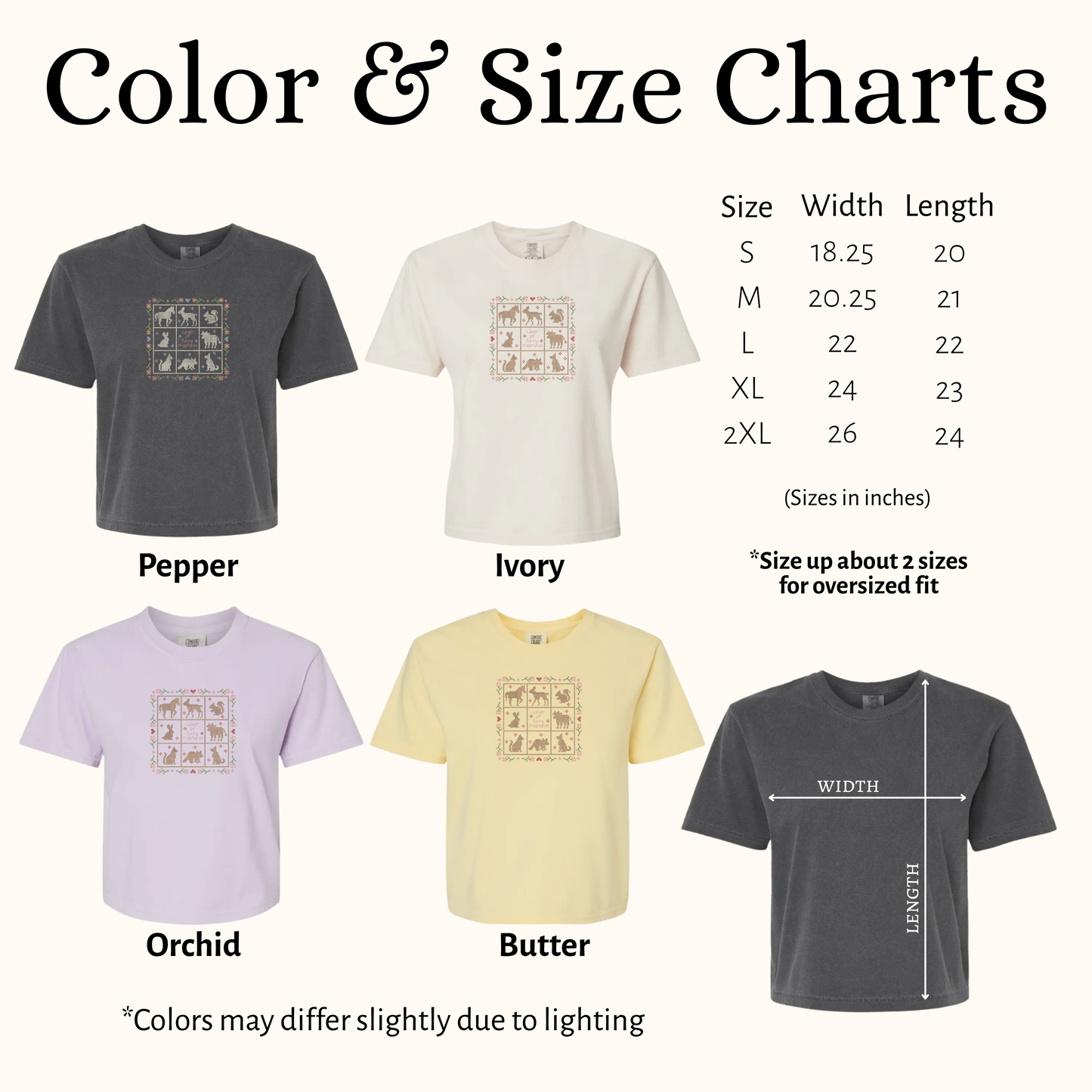 Lover of Furry Creatures — Embroidered Comfort Colors Cropped Tee