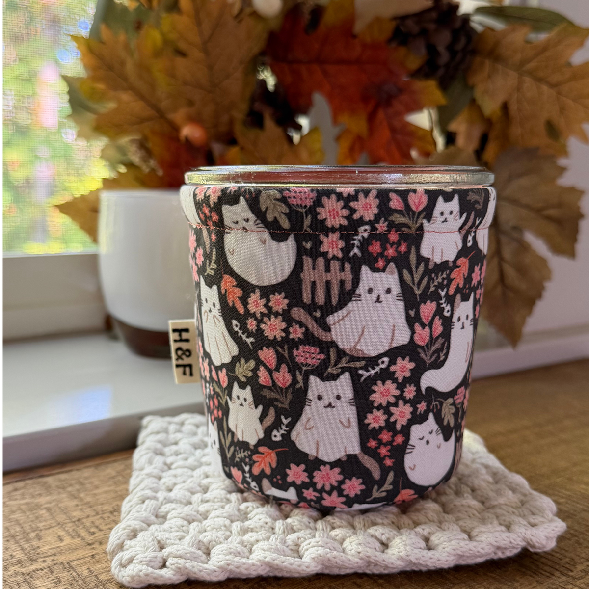 Ghost Cats — Insulated Weck Jar Coffee Cozy