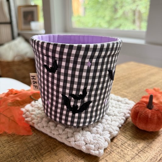 Gingham Bats — Insulated Weck Jar Coffee Cozy