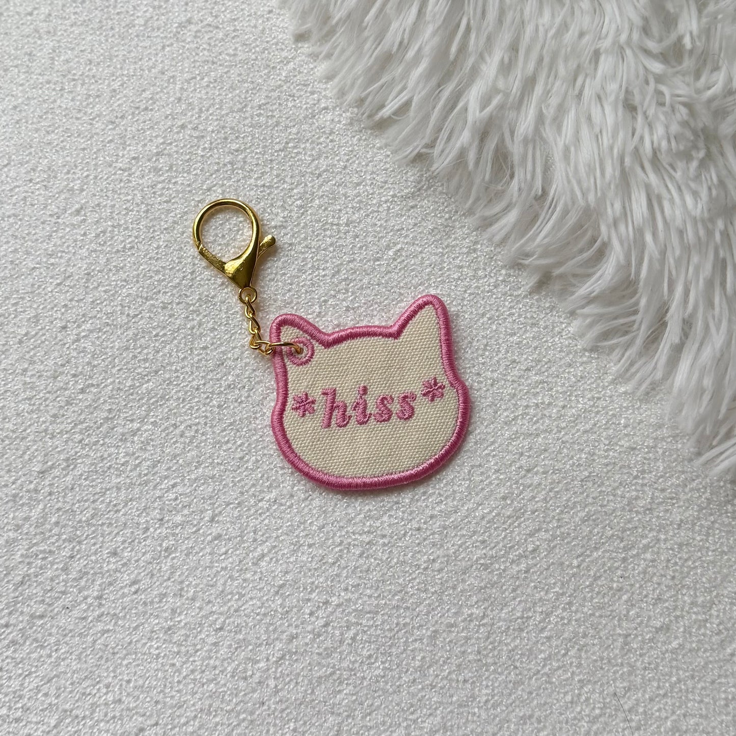 *hiss* — Embroidered Keychain, Bag Charm