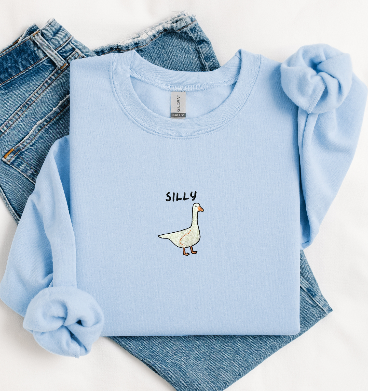 "SILLY" Goose — Embroidered Gildan Crewneck