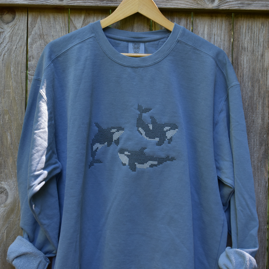 Puget Sound Orcas — Embroidered Comfort Colors Sweatshirt