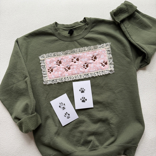 Custom Cat Paws Embroidery — Applique Embroidered Gildan Crewneck