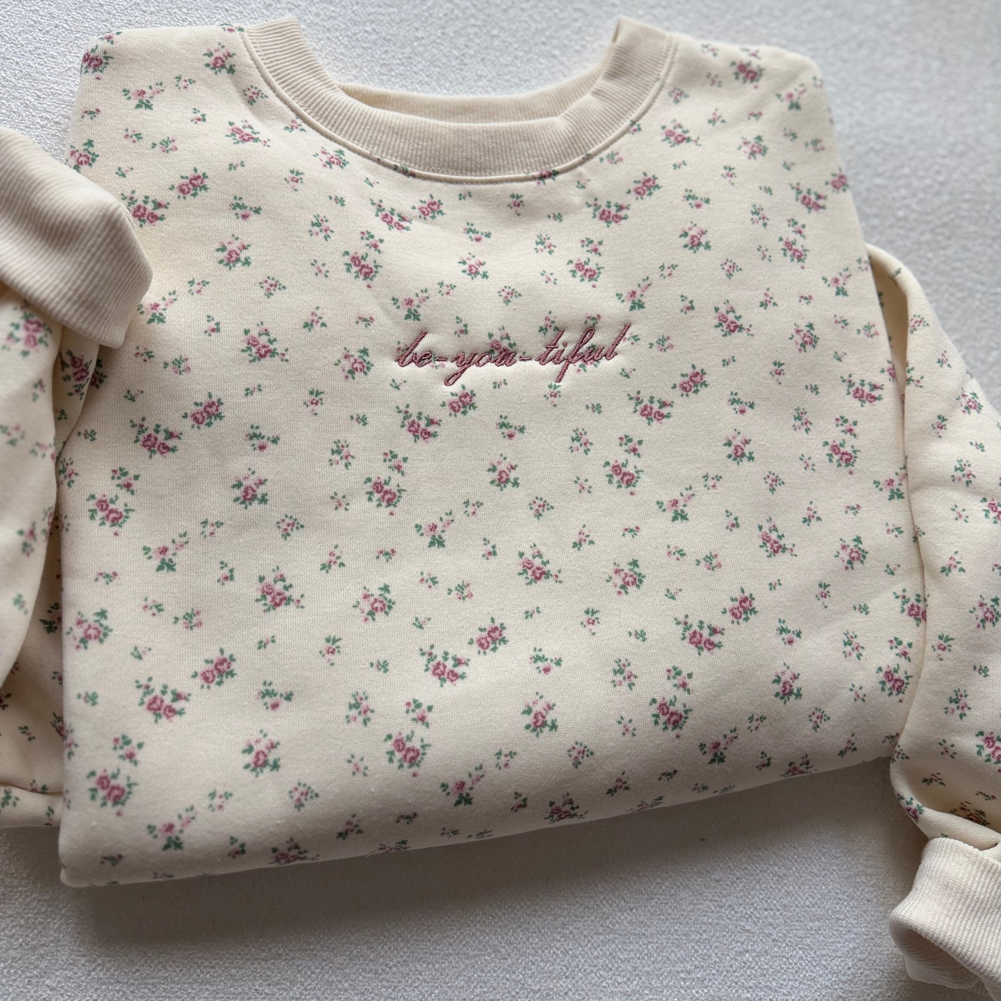 Be-you-tiful — Embroidered Floral Crewneck (1 available)