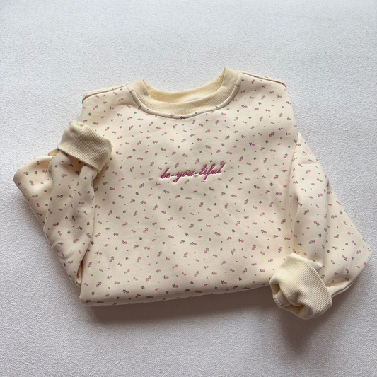 Be-you-tiful — Embroidered Floral Crewneck