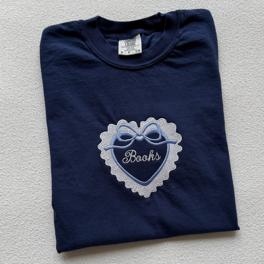 Loves Books — Embroidered Comfort Colors Tee