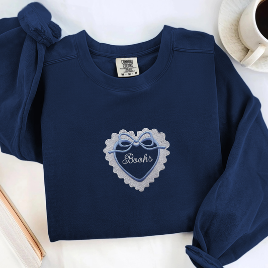 Loves Books — Embroidered Comfort Colors Sweatshirt