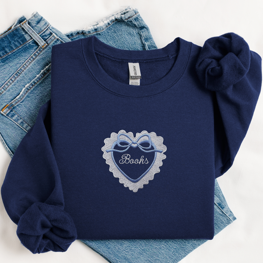 Loves Books — Embroidered Gildan Crewneck