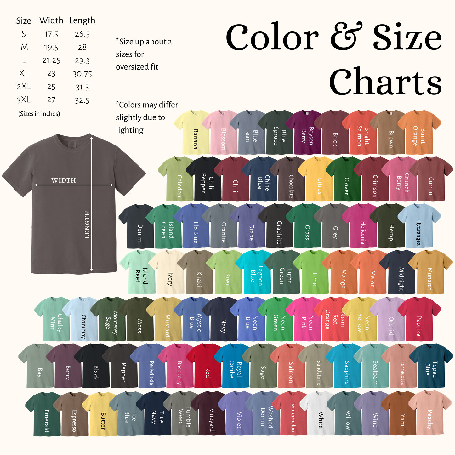 Couple Initials Locket — Embroidered Comfort Colors Tee