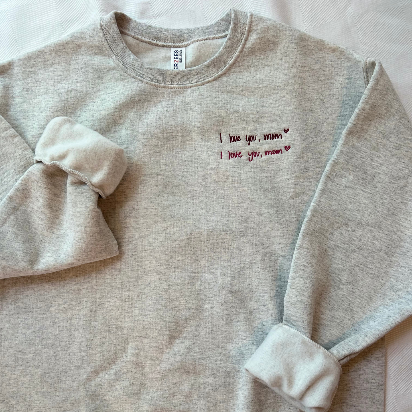 Custom Handwriting Embroidered Sweatshirt — Gildan 18000
