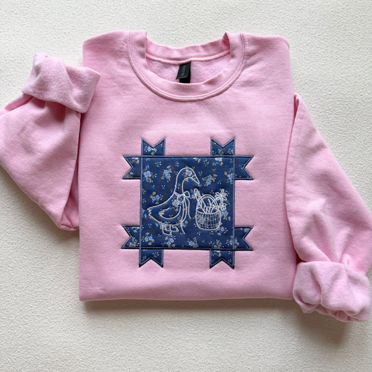 Cottagecore Goose — Applique Embroidered Gildan Crewneck