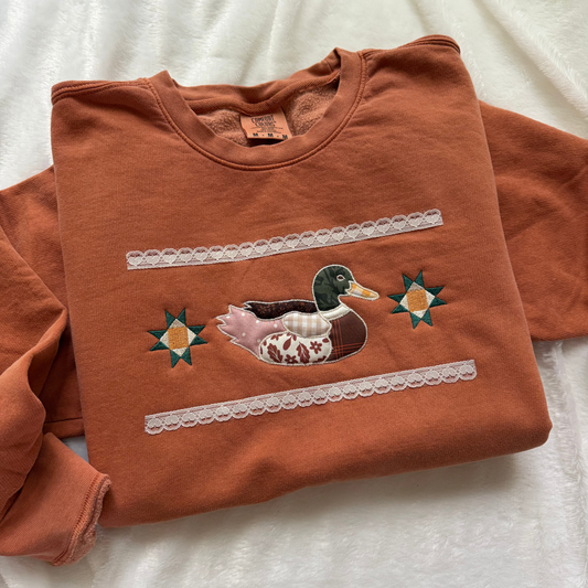 Autumn Duck – Embroidered Comfort Colors 100% Cotton Sweatshirt