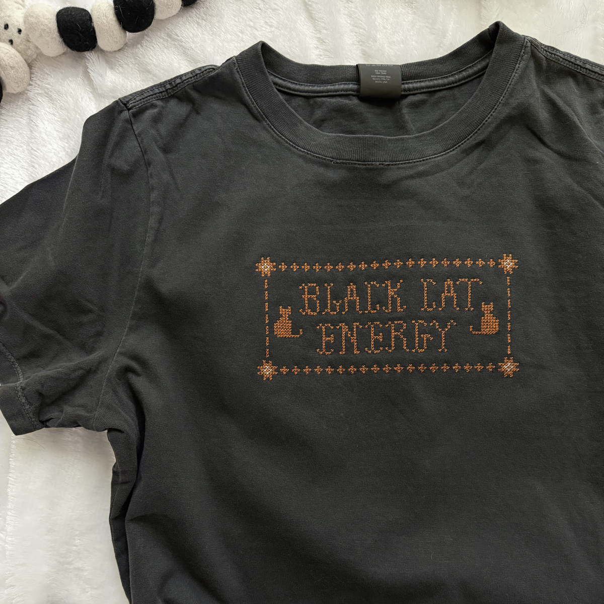 Black Cat Energy — Embroidered Bella + Canvas Women's Tee