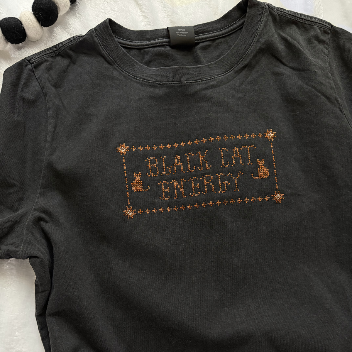 Black Cat Energy – Embroidered Comfort Colors 100% Cotton Sweatshirt