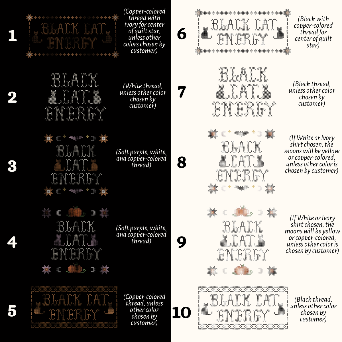 Black Cat Energy — Embroidered Bella + Canvas Women's Tee