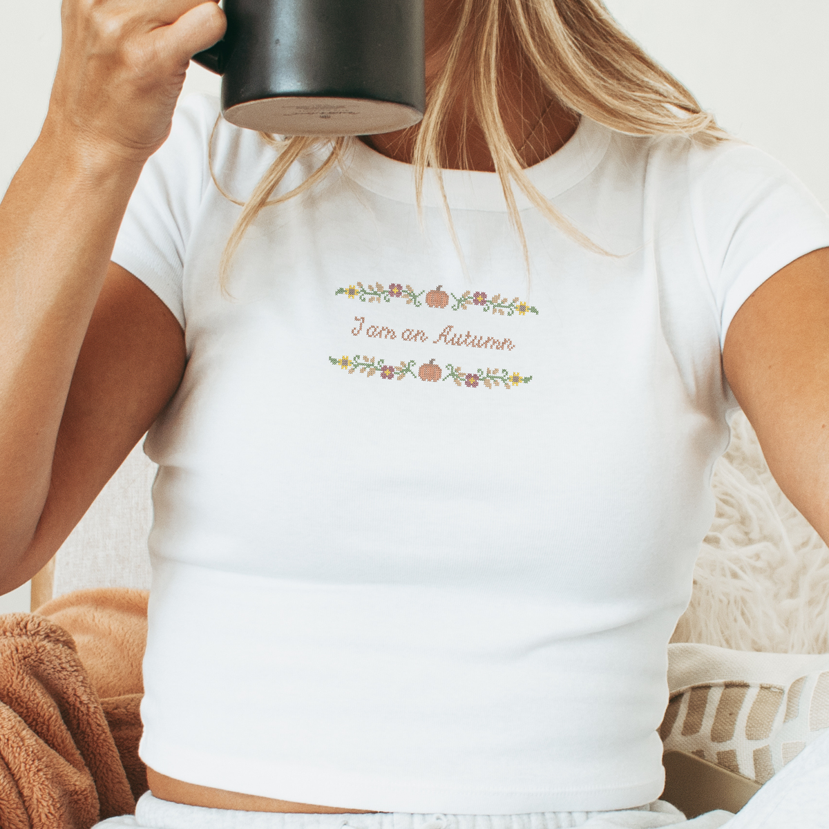 I am an Autumn — Embroidered Bella + Canvas Baby Tee
