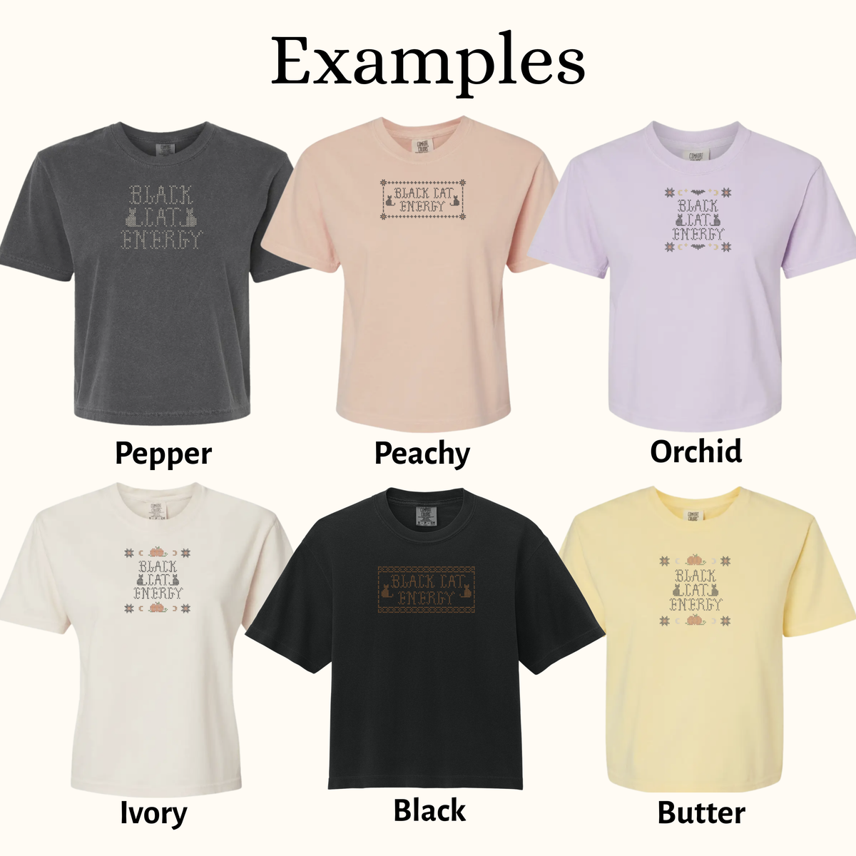 Black Cat Energy – Embroidered Comfort Colors 100% Cotton Sweatshirt