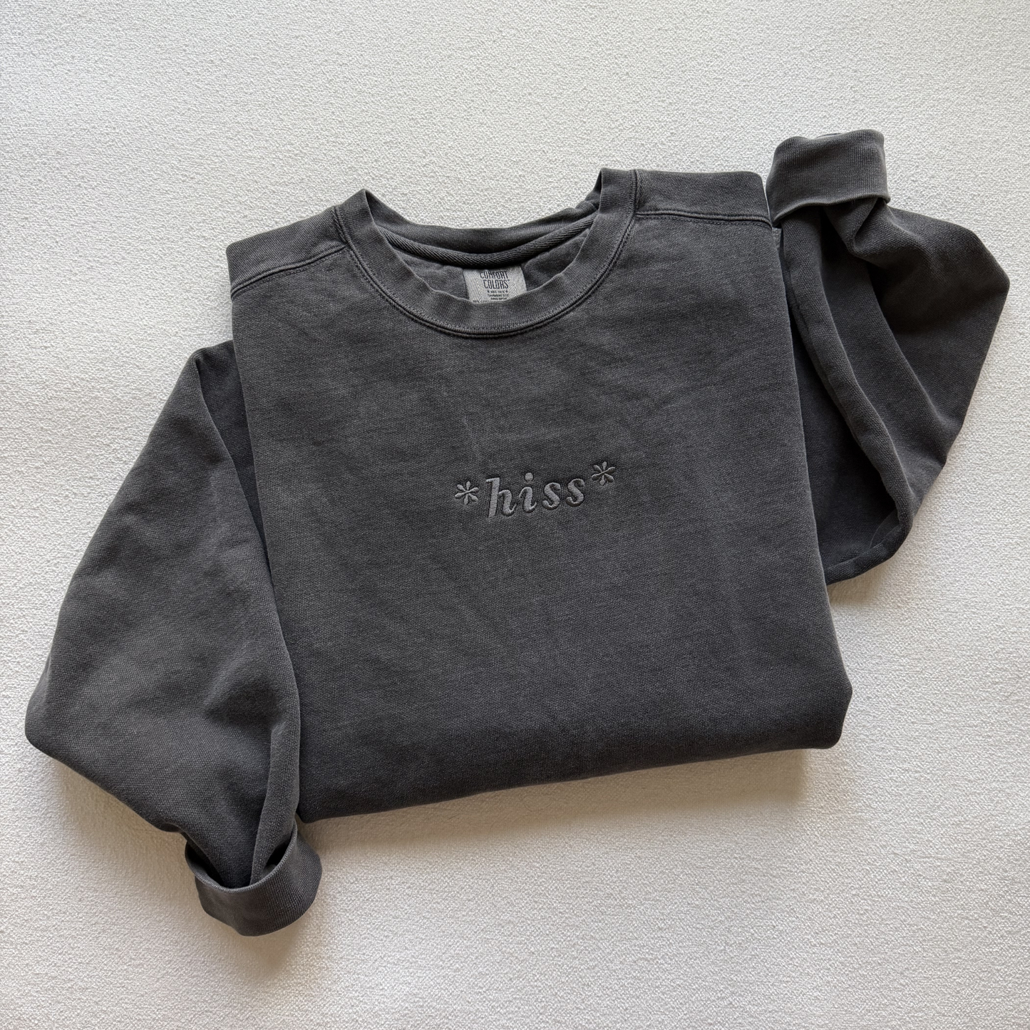 *hiss* — Embroidered Comfort Colors Sweatshirt