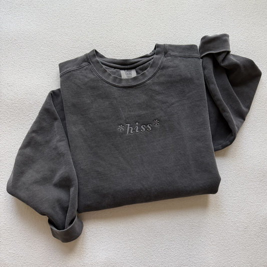 *hiss* — Embroidered Comfort Colors Sweatshirt