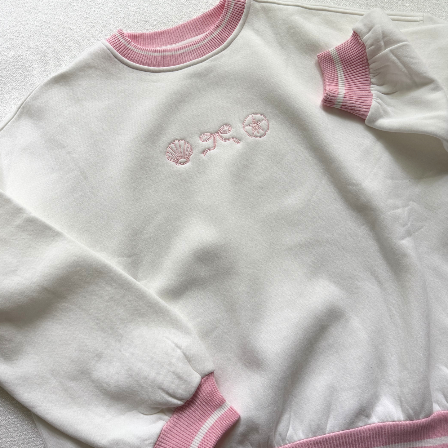Beach Vibes — Embroidered Two-tone Crewneck