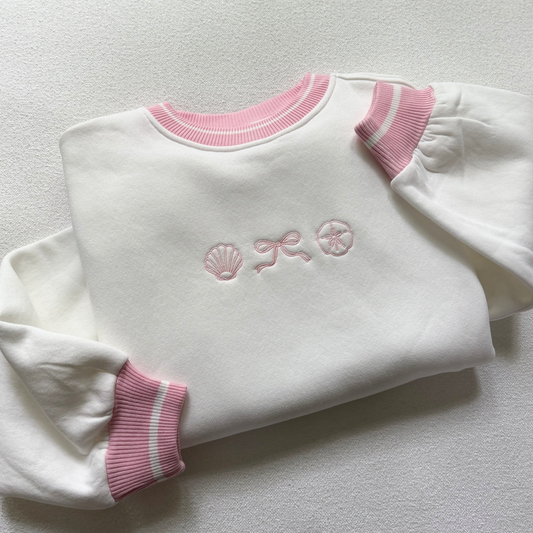 Beach Vibes — Embroidered Two-tone Crewneck