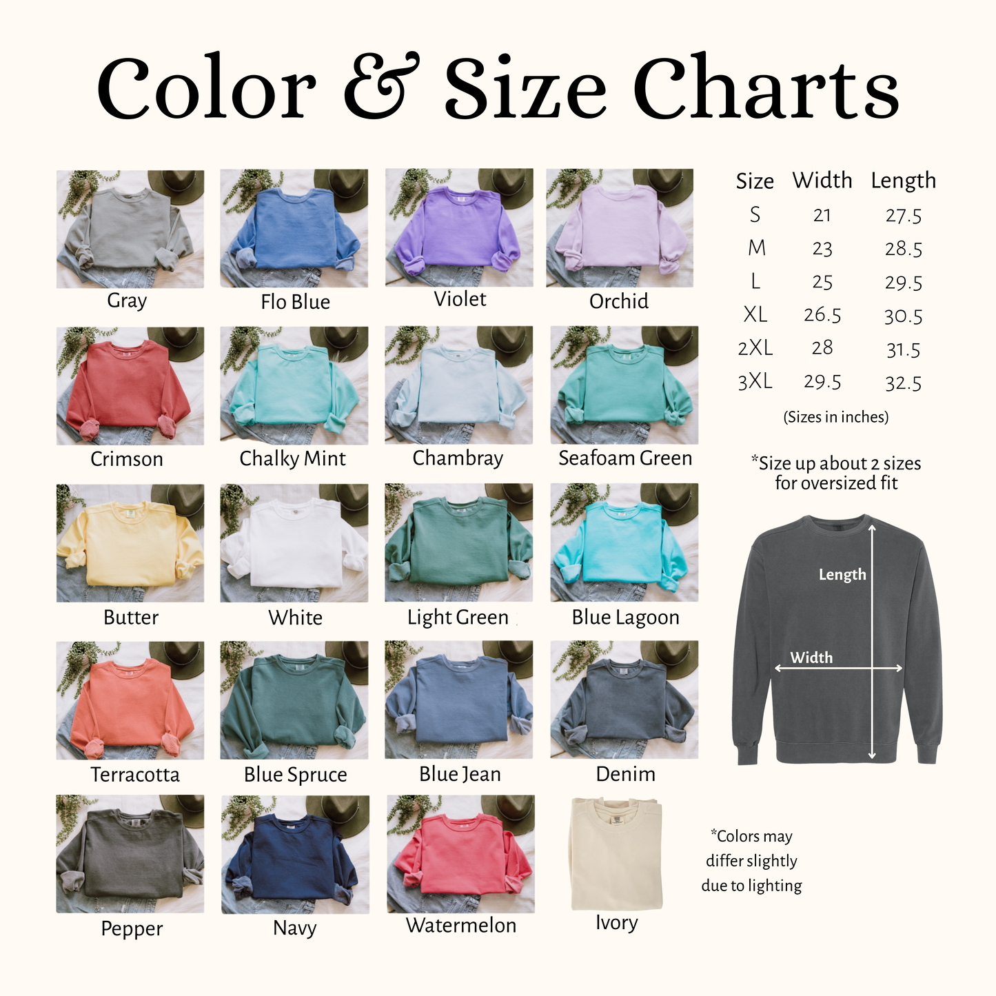 Couple Initials Locket — Embroidered Comfort Colors Sweatshirt