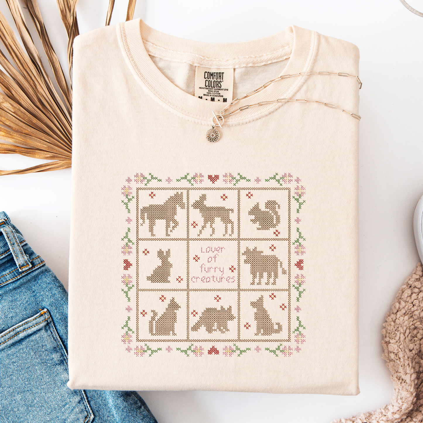 Lover of Furry Creatures — Embroidered Comfort Colors Tee