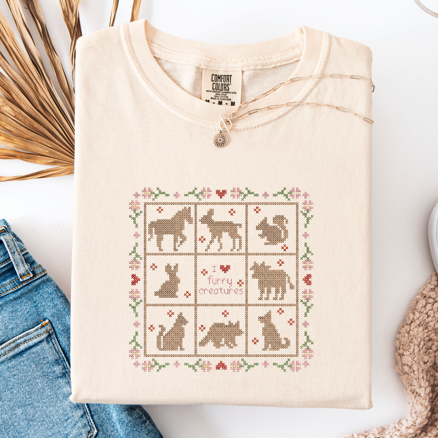 I ♥ Furry Creatures — Embroidered Comfort Colors Sweatshirt