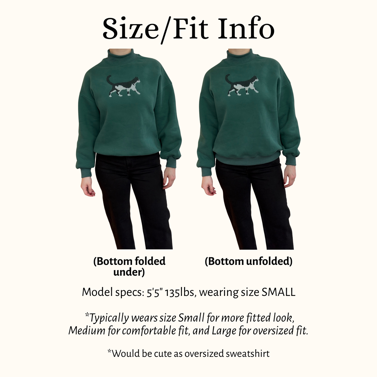 Custom Cross-Stitch Cat — Embroidered Mock Neck Sweatshirt