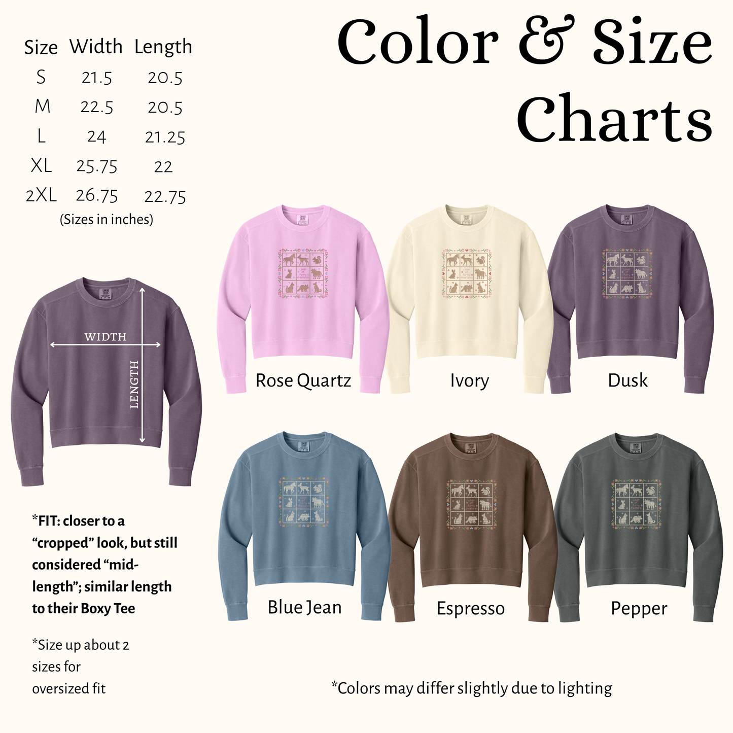 I ♥ Furry Creatures – Embroidered Women's Cut Sweatshirt