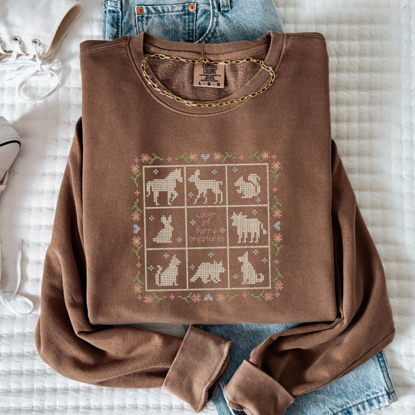 Lover of Furry Creatures — Embroidered Comfort Colors Tee