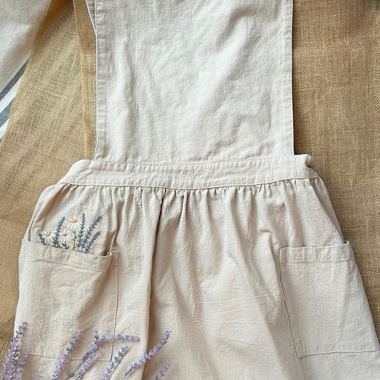 Pocket Flowers Embroidered Apron