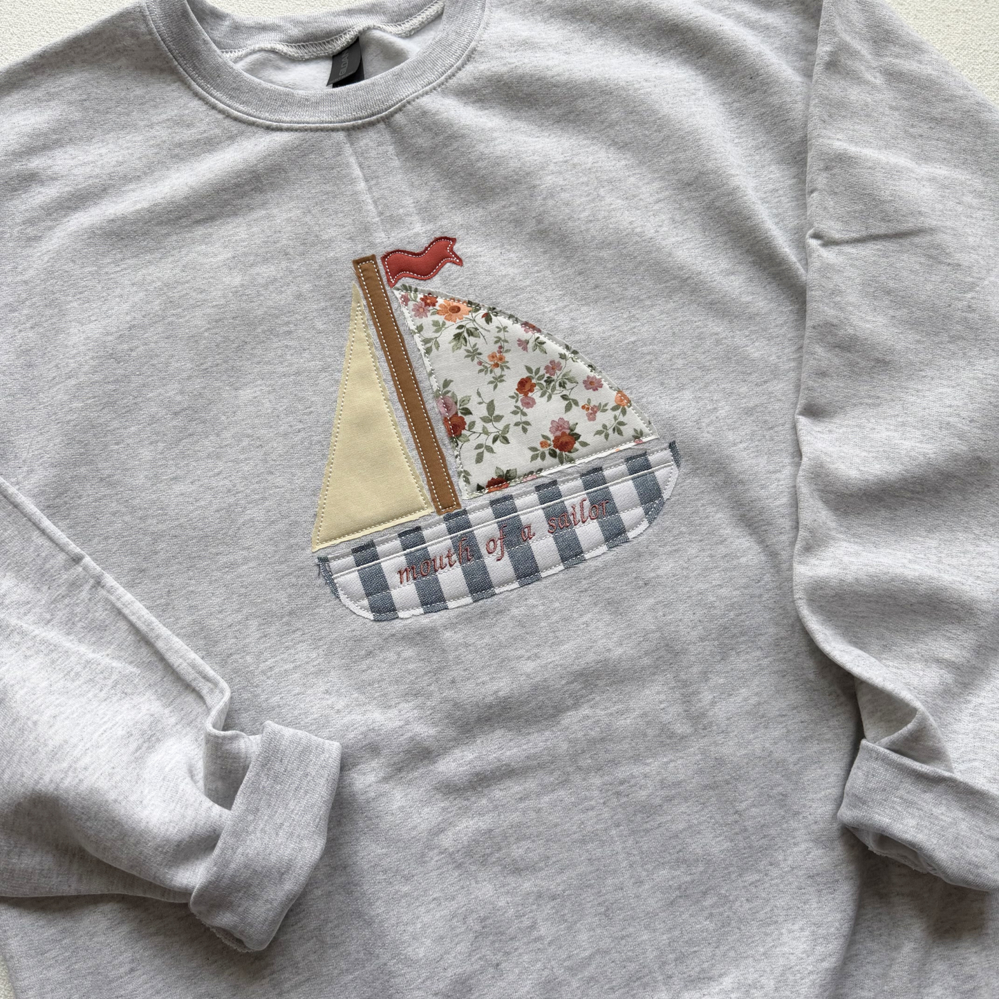 Mouth of a Sailor — Applique Embroidered Gildan Crewneck