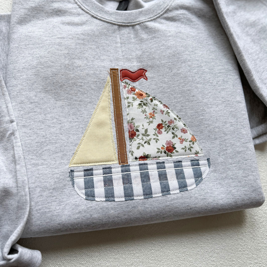 Going Sailing — Rough Applique Embroidered Gildan Crewneck