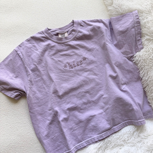 *hiss* — Embroidered Comfort Colors Cropped Tee