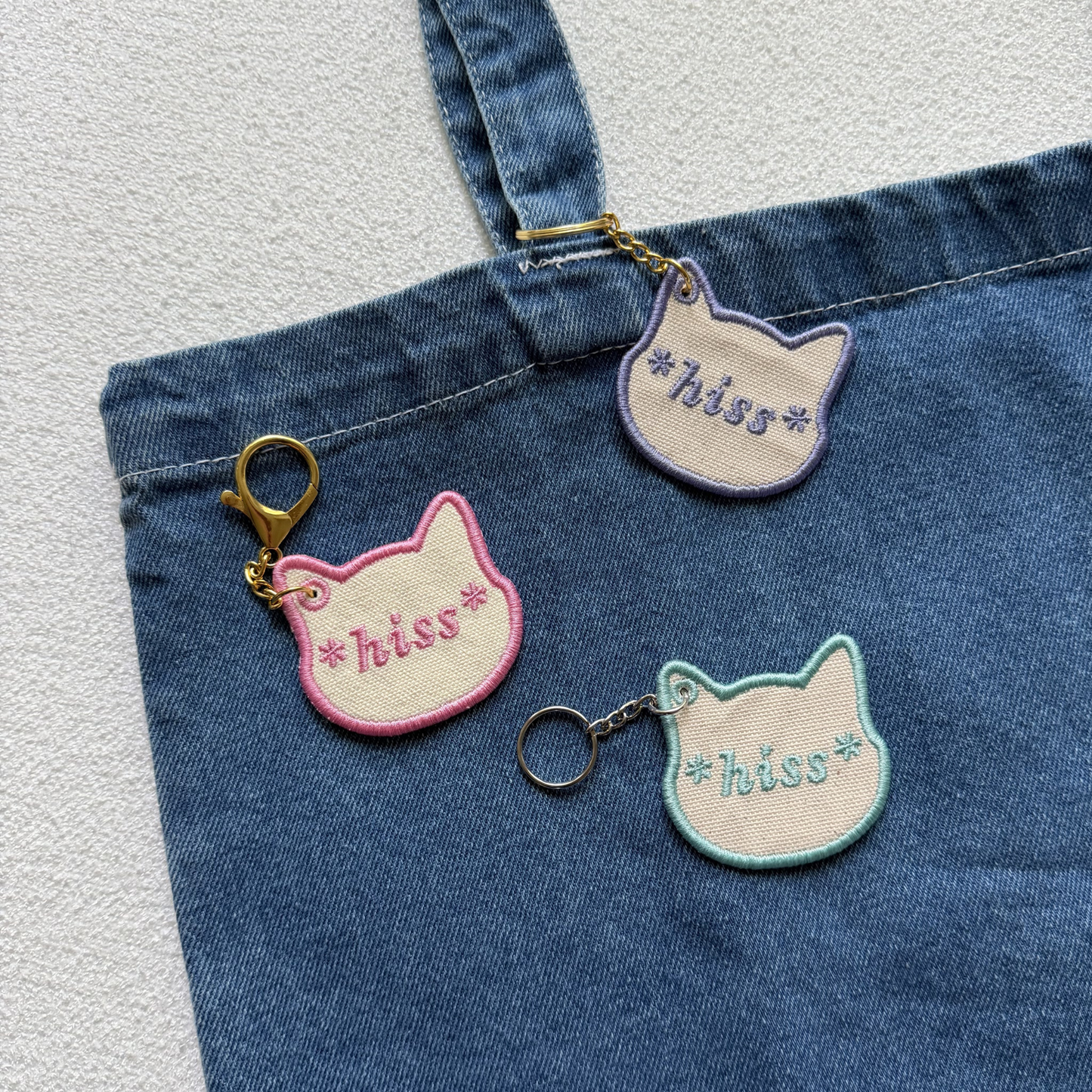 *hiss* — Embroidered Keychain, Bag Charm