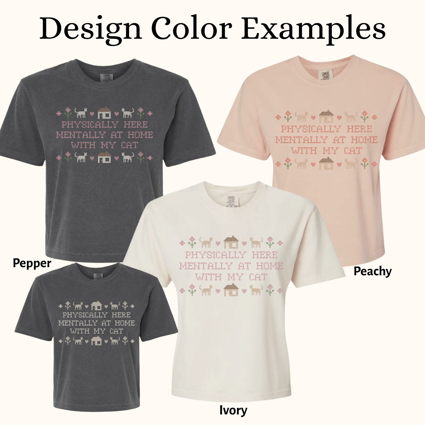 Physically Here, Mentally at Home with My Cat — Embroidered Comfort Colors Tee