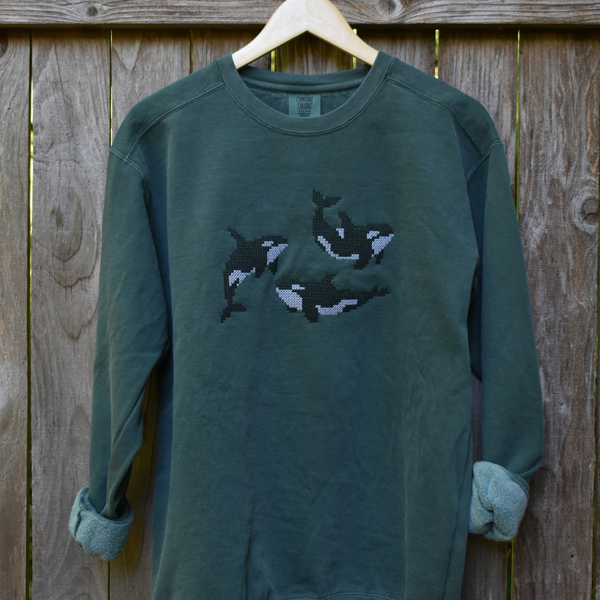 Puget Sound Orcas — Embroidered Comfort Colors Sweatshirt