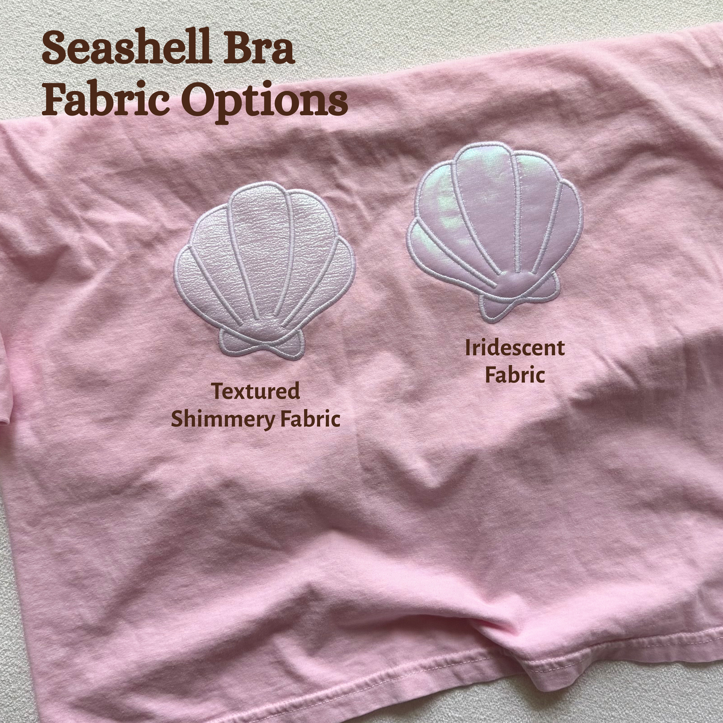 Mermaid Dreams — Seashell Bra Applique Embroidered Comfort Colors Tee
