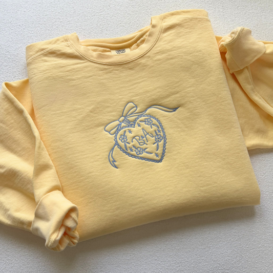 Couple Initials Locket — Embroidered Comfort Colors Sweatshirt