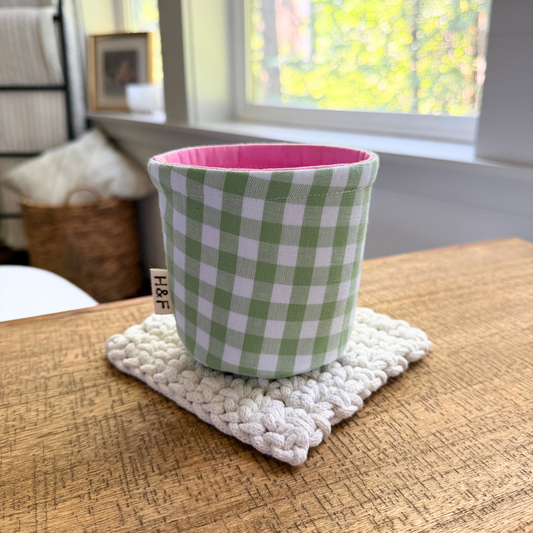Watermelon Gingham — Insulated Weck Jar Coffee Cozy