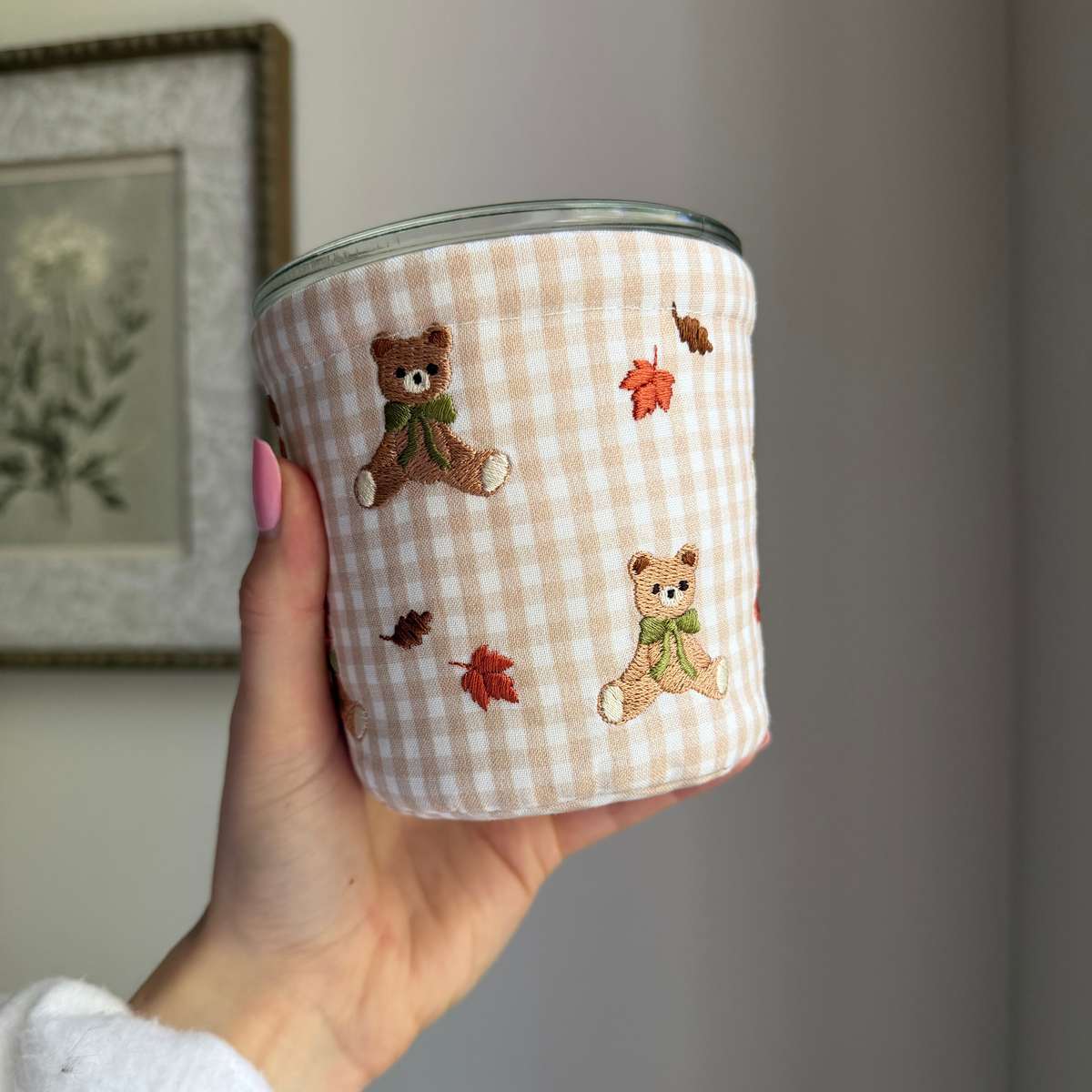 Autumn Teddy Bears — Insulated Weck Jar Coffee Cozy