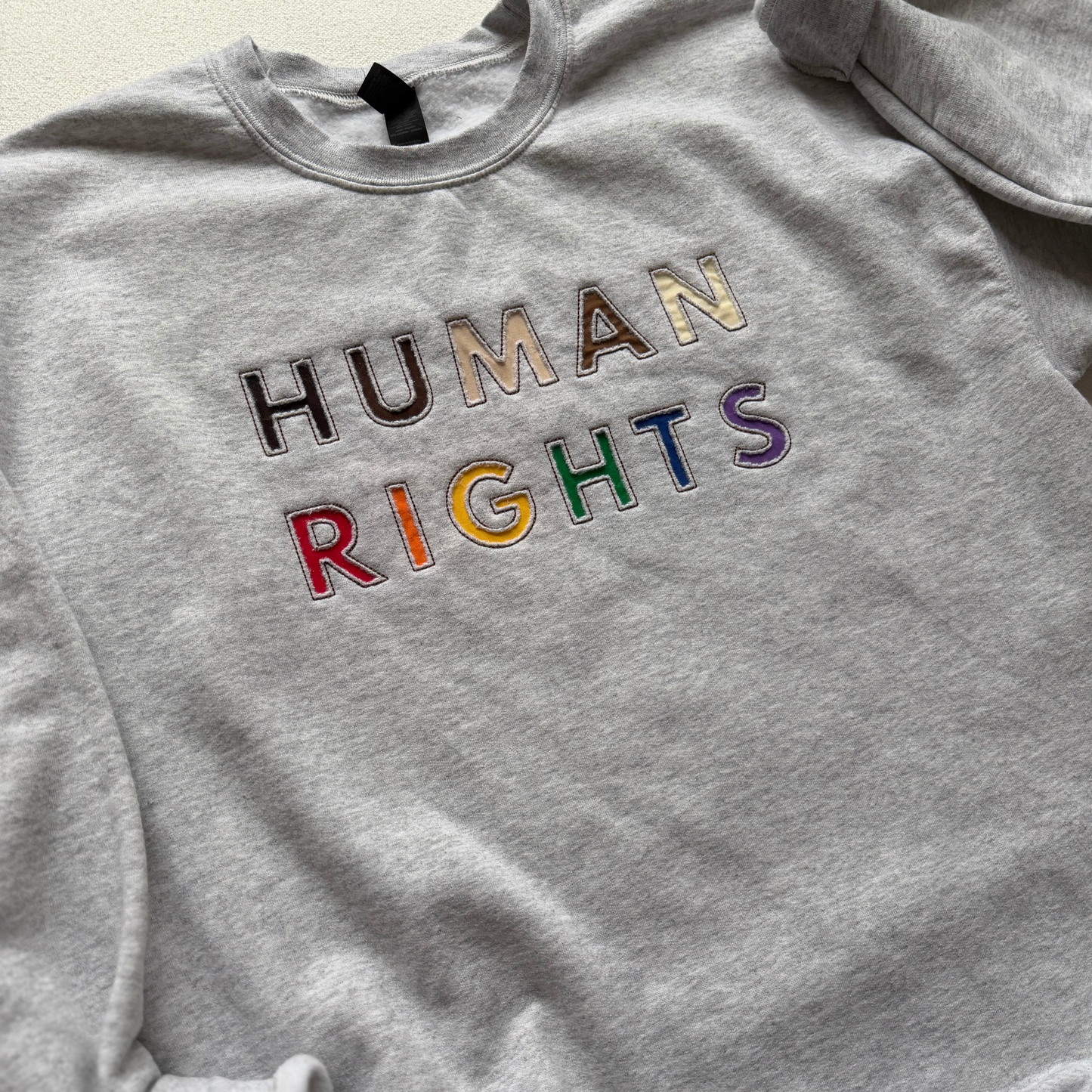 HUMAN RIGHTS — Reverse Applique Embroidered Gildan Sweatshirt