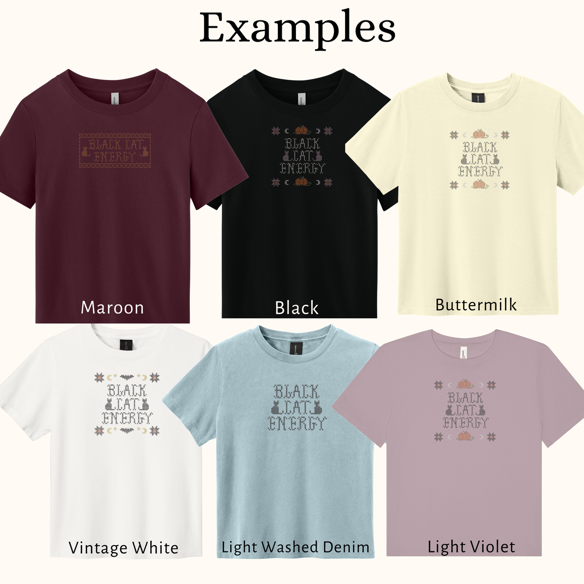 Black Cat Energy — Embroidered Bella + Canvas Women's Tee
