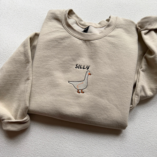 "SILLY" Goose — Embroidered Gildan Crewneck